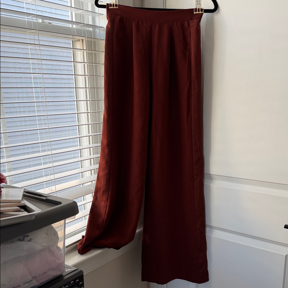Burnt Red/Orange Women's Wide-leg Dress Pants